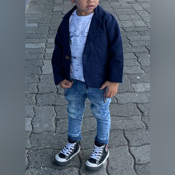 TOMMY BAHAMAS | 2T Linen & Cotton Navy Blazer - Picture 4 of 8